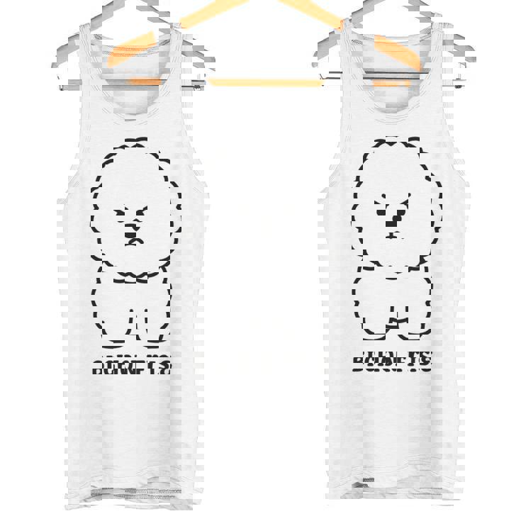 ビションフリーゼ 犬 怒る かわいい おもしろ イラスト シンプル 簡単 Bichon Frise 長袖tシャツ タンクトップ