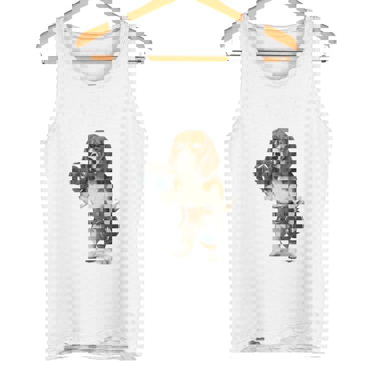 ビーグル 犬 ダンベル 筋トレ 筋肉 ワークアウト ジム タンクトップ