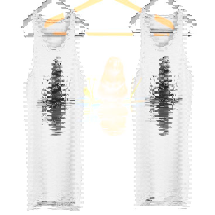 ビーバー 恋人 動物 アート イラスト グラフィック ビーバー タンクトップ