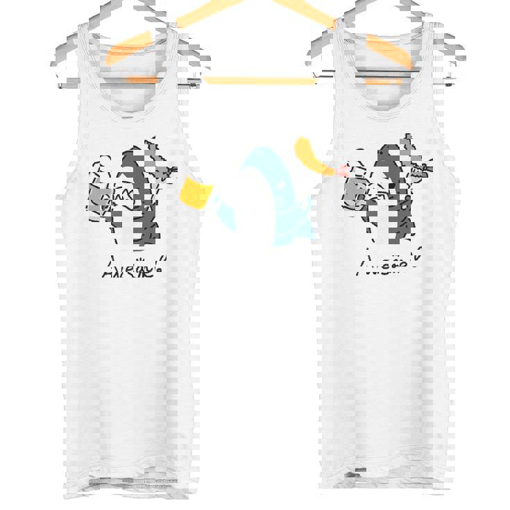 ビールとエビフライとサメ色付き タンクトップ