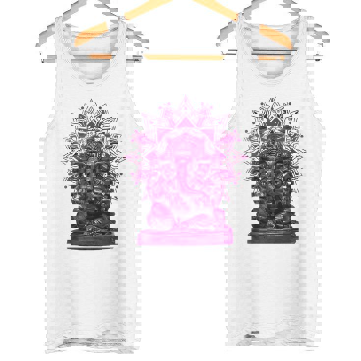 ピンク 象 ヒンドゥー教 ガネーシャ オーナメント タンクトップ