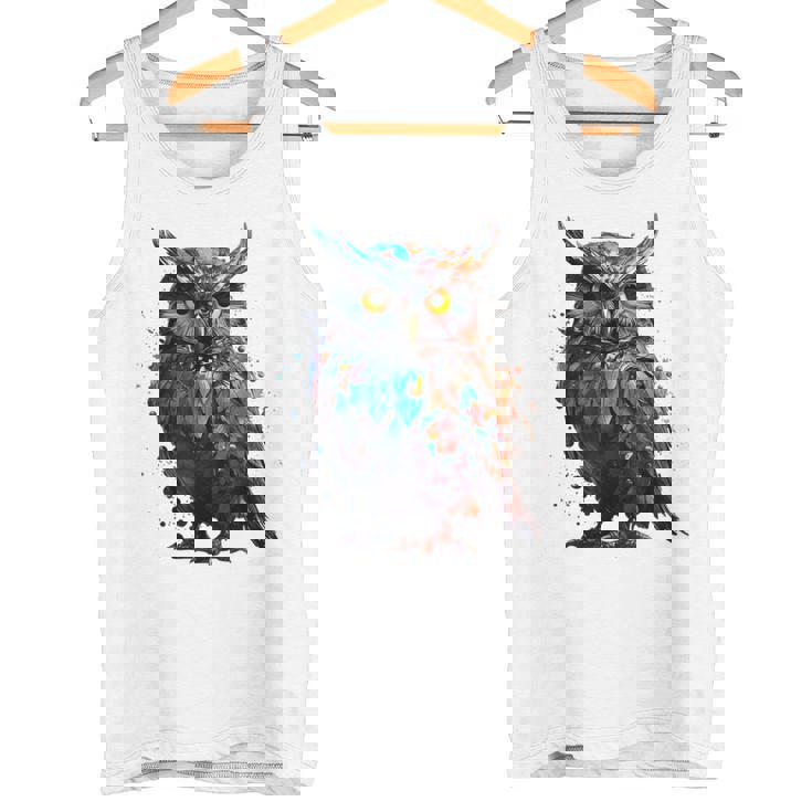 フクロウ アートワーク 動物 フクロウ タンクトップ