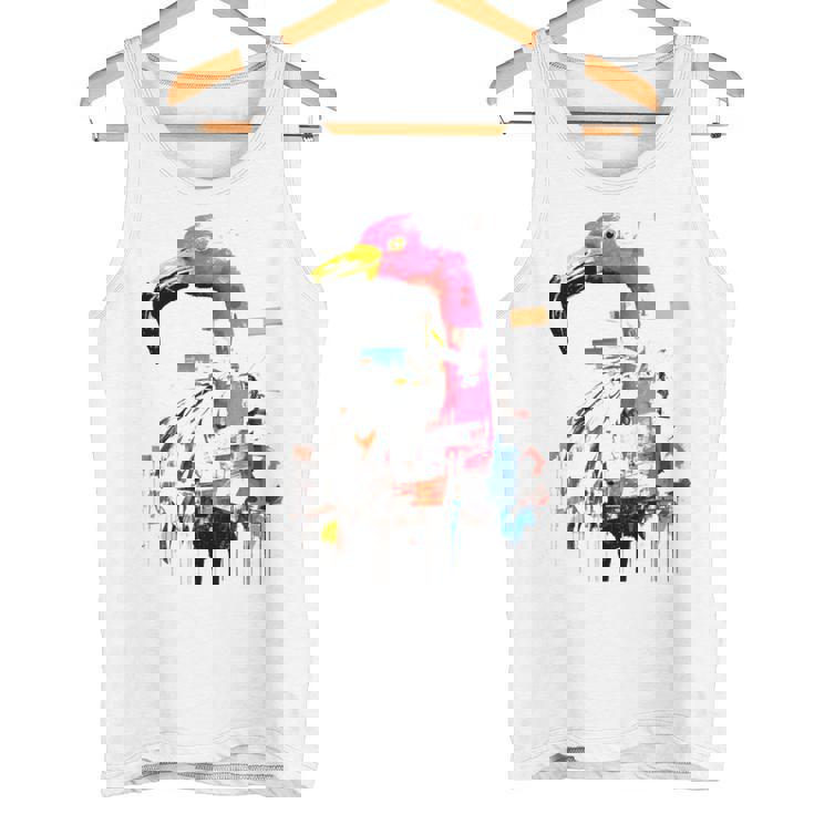 フラミンゴ 鮮やかな色 芸術的な野生動物の表現 タンクトップ