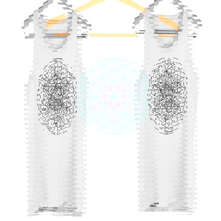 フラワーオブライフ メタトロンキューブ1シンボルtシャツ タンクトップ