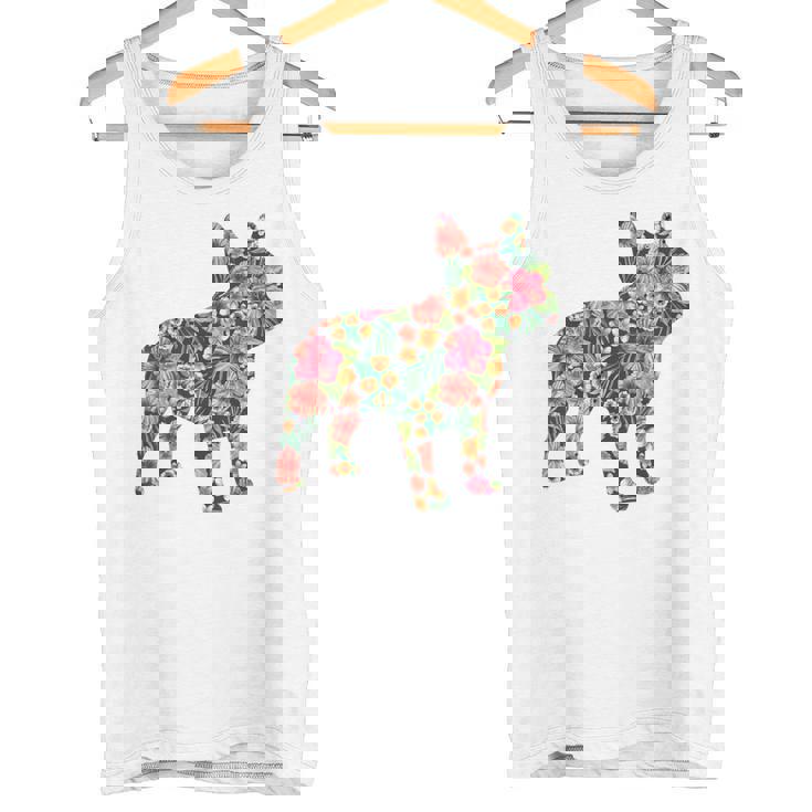 フレンチ ブルドッグ フラワー フローラル フレンチ ドッグ シルエット 犬 ペット タンクトップ