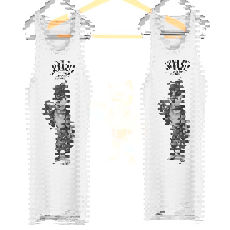 ブラック柴犬 筋トレ ダンベル付き フィットネスジム タンクトップ