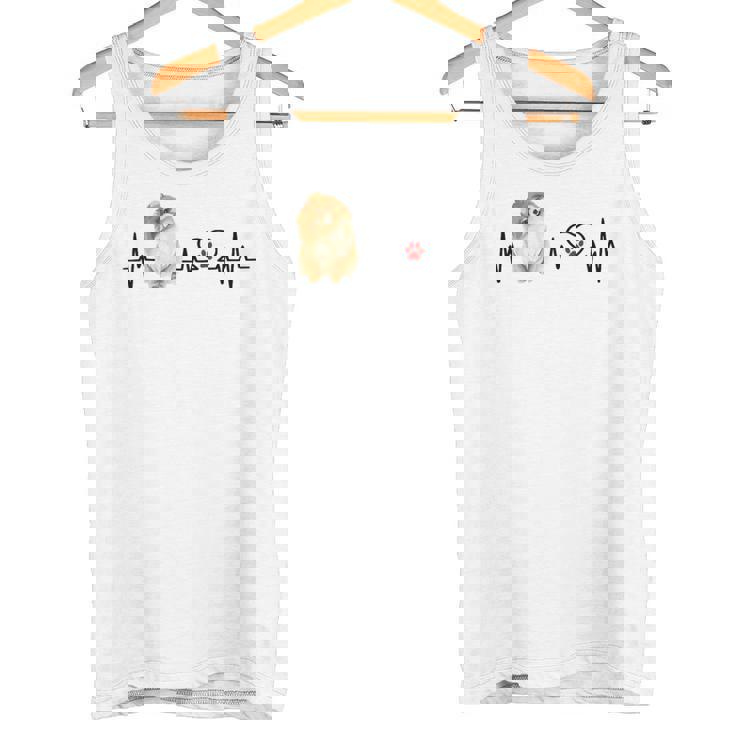 ポメラニアン Ekg ハートビートハートライン 肉球プリント タンクトップ