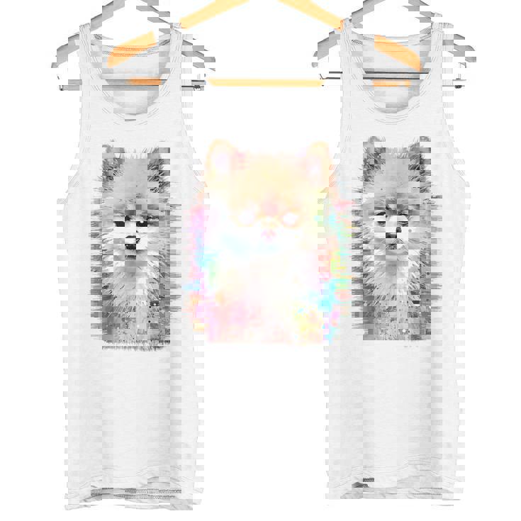 ポメラニアン 抽象画 グラフィック 絵画 動物 ポメラニアン タンクトップ