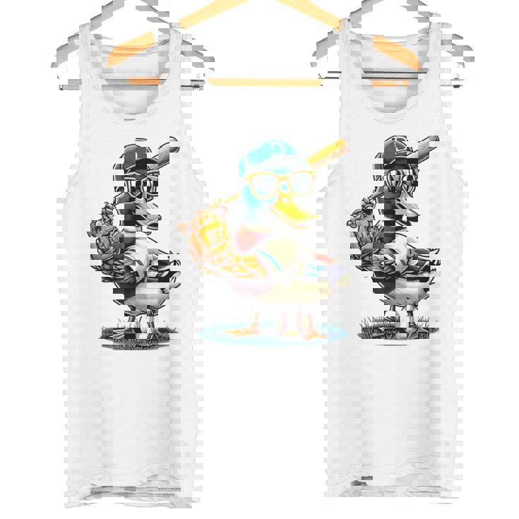 マガモのアヒル 野球愛好家 アヒル 野球 タンクトップ