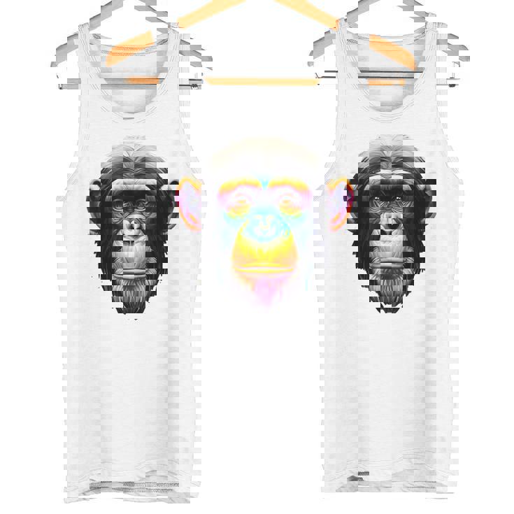 マルチカラー アート カラフル チンパンジー タンクトップ