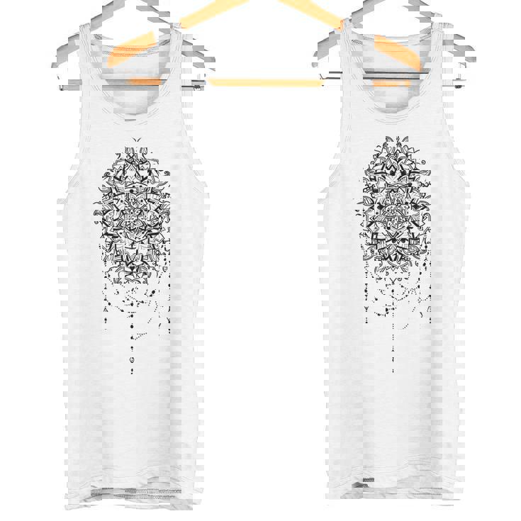 マンダラフラワー神聖幾何学フラクタルアート良い雰囲気 タンクトップ