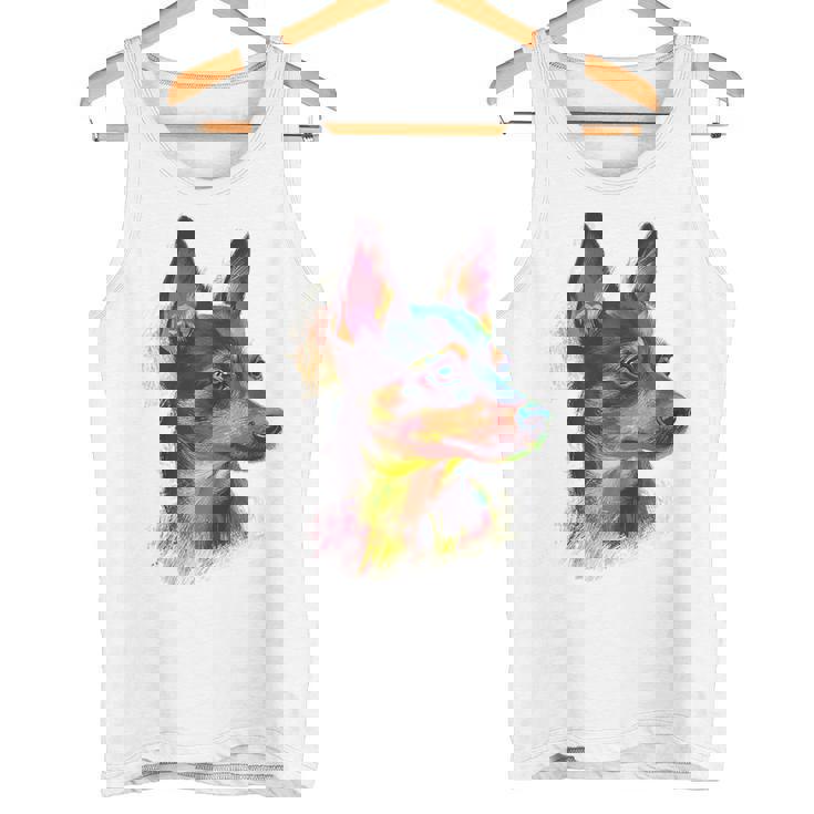 ミニチュア ピンシャー 犬 ペット アート カラフル ミニチュア ピンシャー タンクトップ