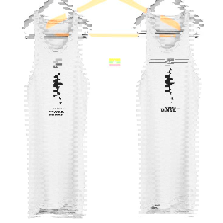 ミャンマーの地図と国の名前が付いたビルマの国旗 タンクトップ