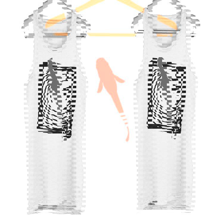 メダカ：ハンコスタンプデザインで描かれたメダカはエサを欲す。 タンクトップ