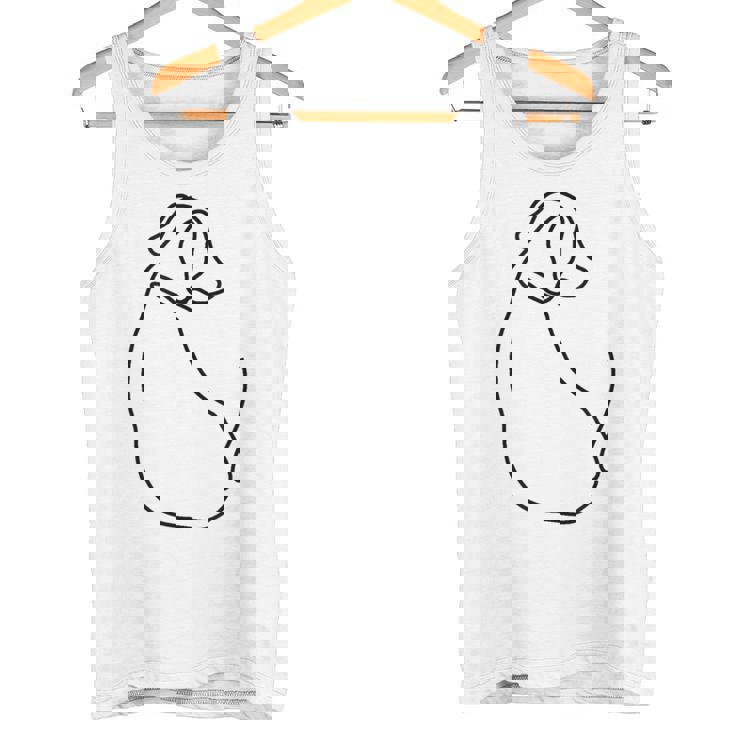 ラインタトゥー、ラインアートtシャツ、ミニマリストな犬のモチーフ タンクトップ