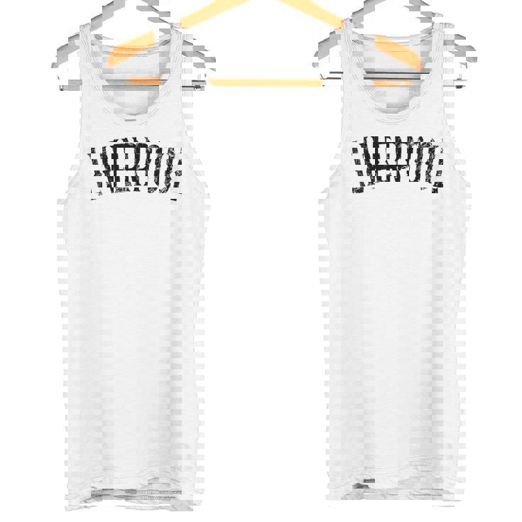 リバプール イギリス ヴィンテージ ブラック テキスト アパレル タンクトップ