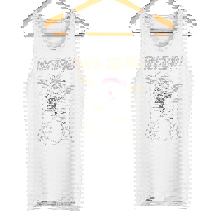 ロックンロール キャットドラム ヴィンテージ Rock Cat Drummer Art Back タンクトップ