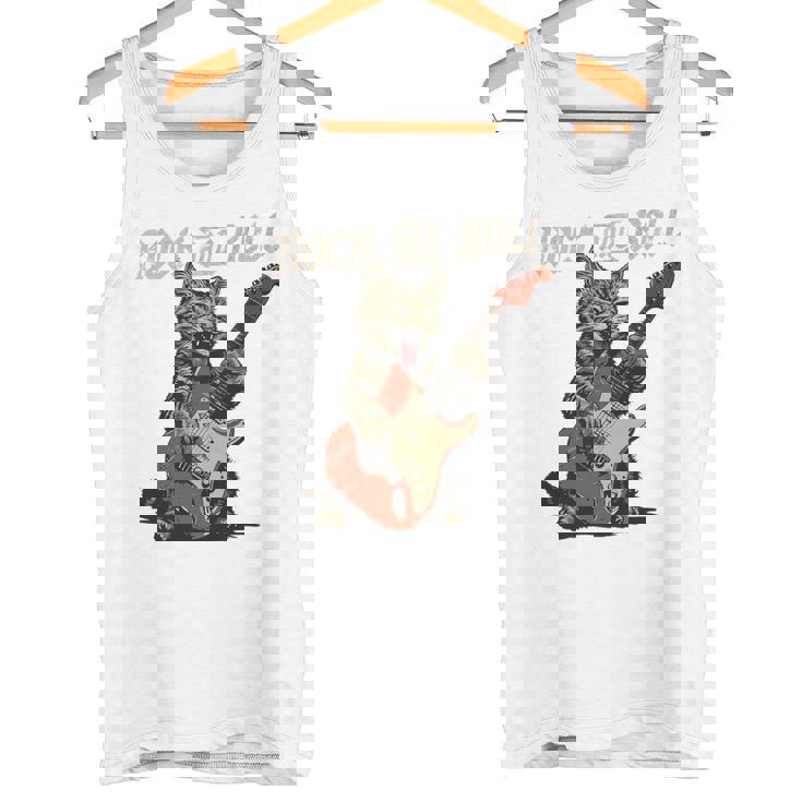 ロックンロール ギター 猫 ビンテージ Rock ギタリスト 猫 長袖tシャツ タンクトップ