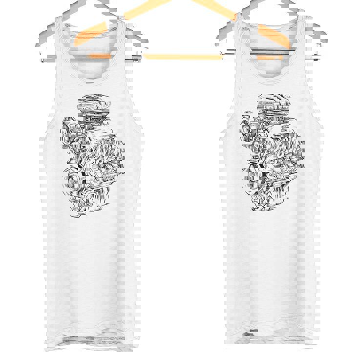 ヴィンテージエンジンブロック – メンズカー&メカニックガレージグラフィック タンクトップ