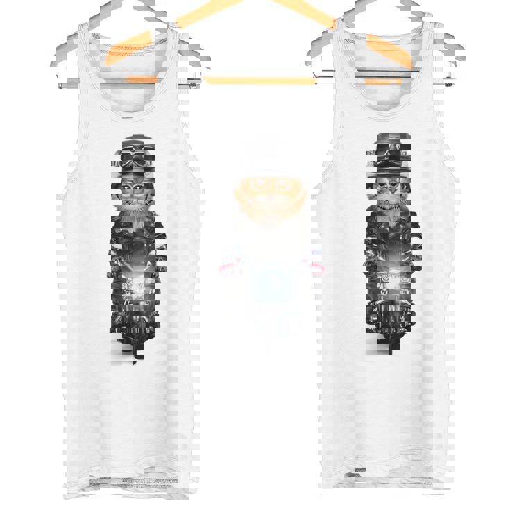 三毛猫 オレンジ猫 ねこ バイク ヘルメット タンクトップ