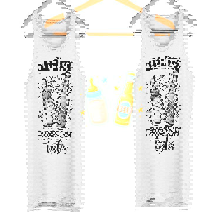 初めての父の日一緒に面白いお父さんと赤ちゃん タンクトップ