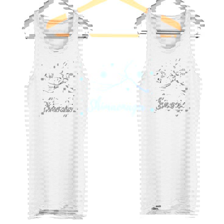 北海道 冬の風景 シマエナガのイラスト 雪の結晶 可愛い小鳥 長袖tシャツ タンクトップ