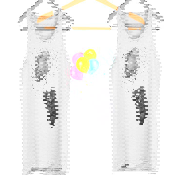 可愛い赤ちゃんのゴリラシルバーバックグラフィックバルーンアートワーク。 タンクトップ