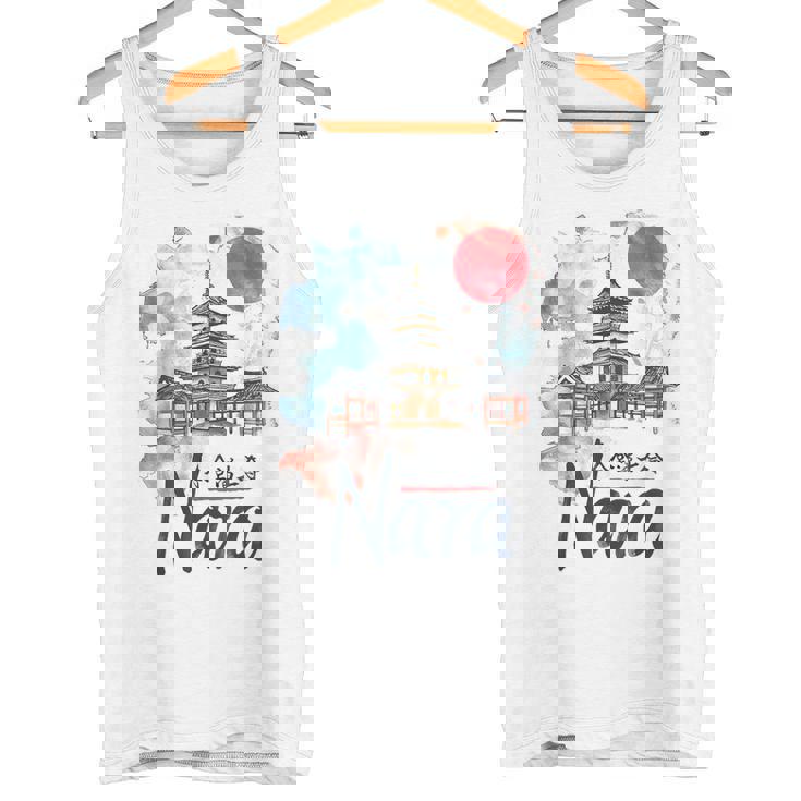 奈良 日本 市街地 旅行 お土産 和 水彩 行楽 タンクトップ