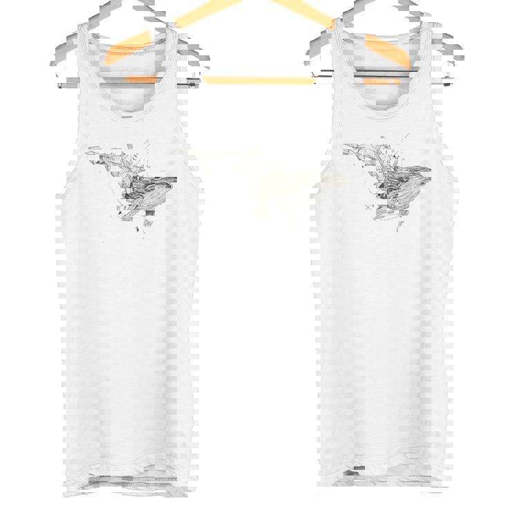 幾何学的クジラtシャツ メンズ シャツ レディース ブラック ホワイト タンクトップ