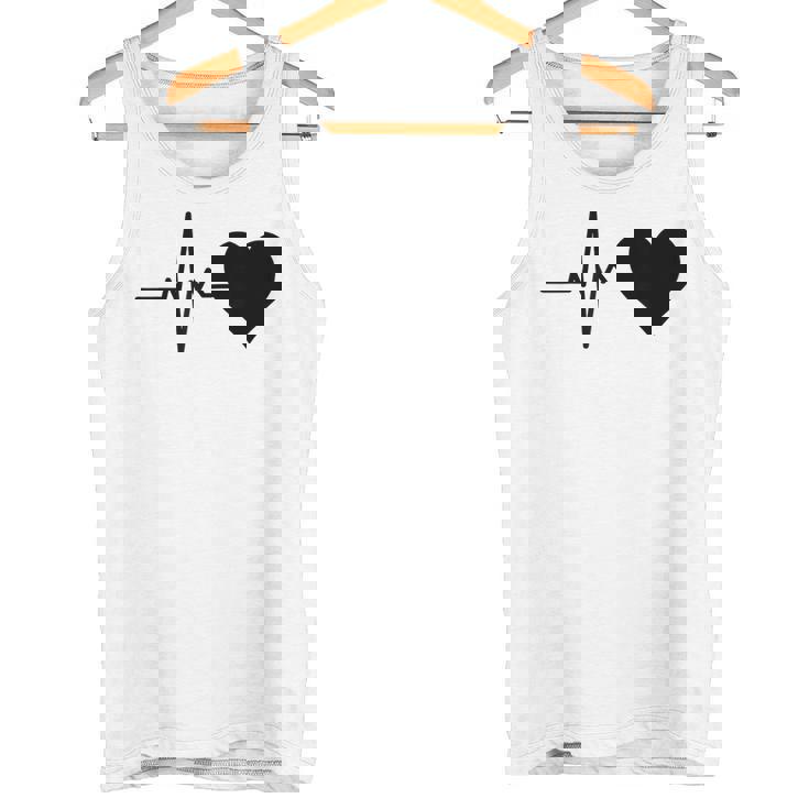 心電図のパターン ハートカラー ブラック タンクトップ