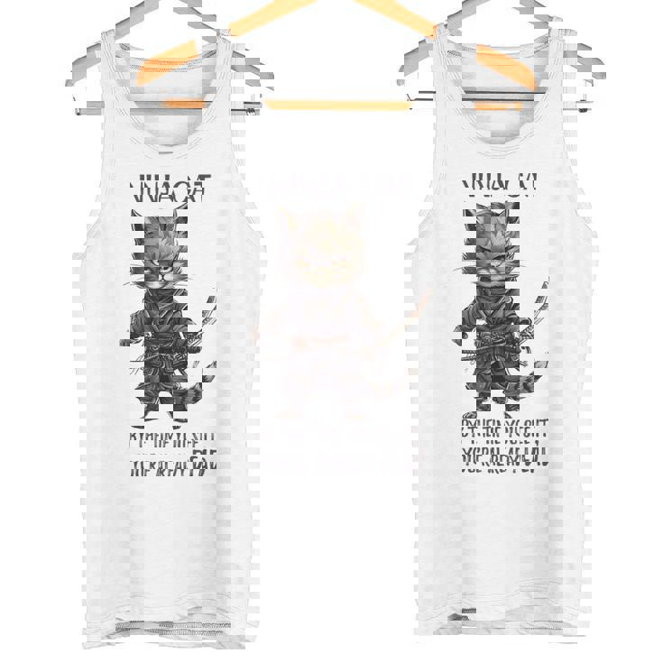 忍者猫、日本のサムライ カワイイ猫タトゥー 面白い タンクトップ