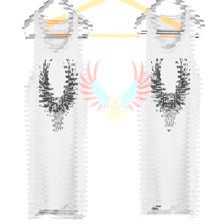 愛国的なアメリカ国旗イーグル 7月4日 バックプリント アメリカン タンクトップ