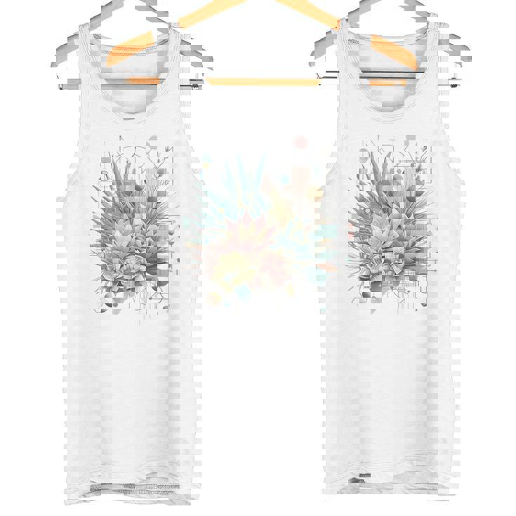 抽象的な幾何学的なボタニカルデザインモダンな植物 多肉植物 タンクトップ