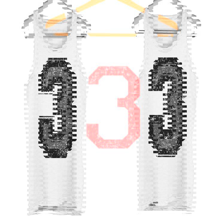 数字 3 ヴィンテージブラック&レッド タンクトップ