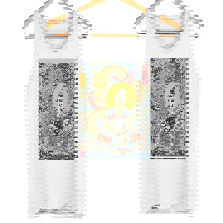 日本 浮世絵 滋賀 琵琶湖 竹生島 弁財天 竜 龍神 バックプリント タンクトップ