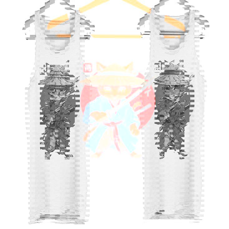 日本の侍 猫戦士 浮世侍 バックプリント タンクトップ