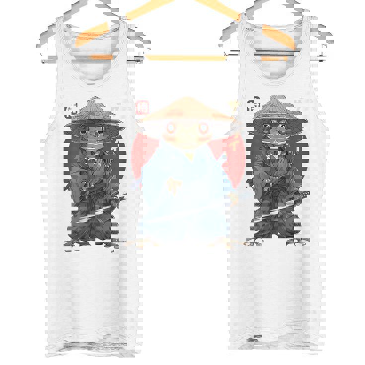 日本の侍カエルの戦士浮世サムライヒキガエルバックプリント。 タンクトップ