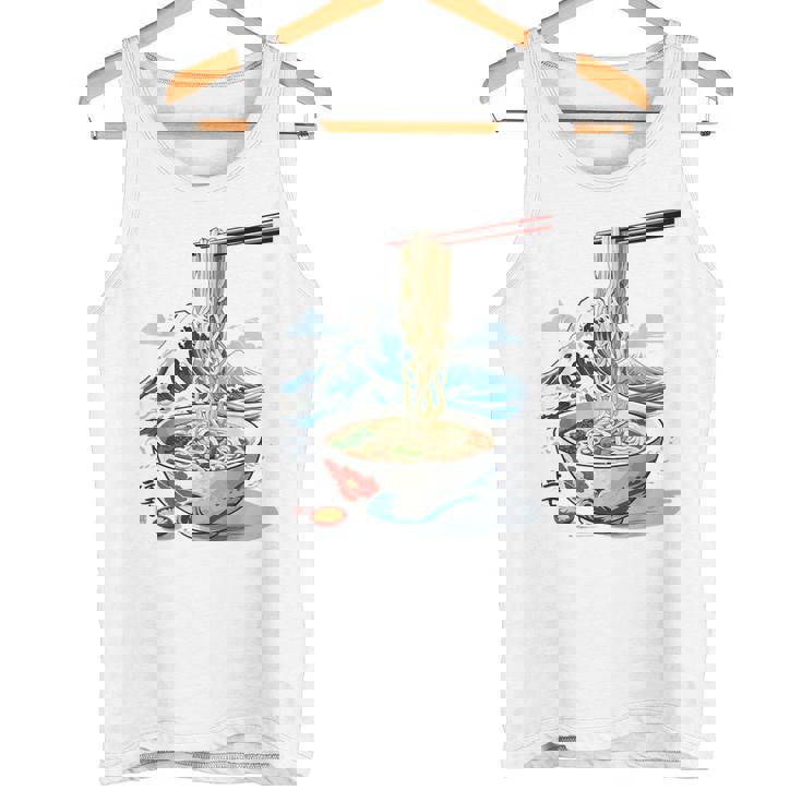 日本の麺スープ ラーメン 浮世絵 日本波 ヴィンテージ タンクトップ