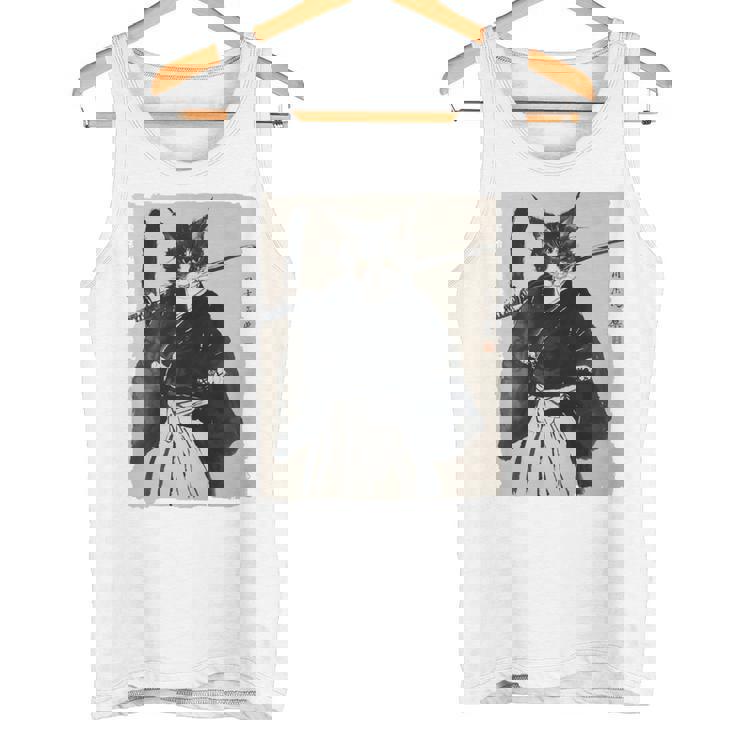 日本美術 猫 忍者 浮世絵 アニメ風 侍猫 長袖tシャツ タンクトップ