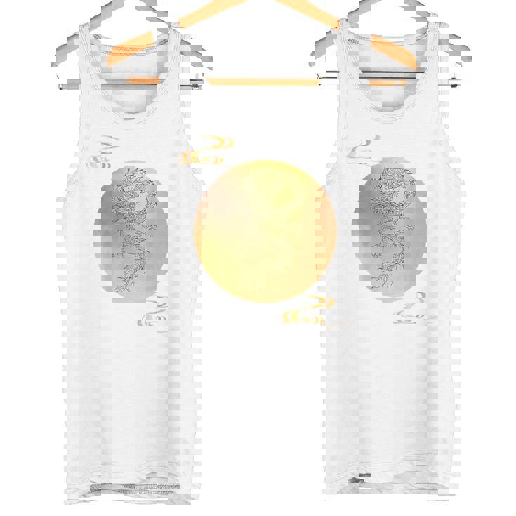 月と龍 満月 龍 タンクトップ