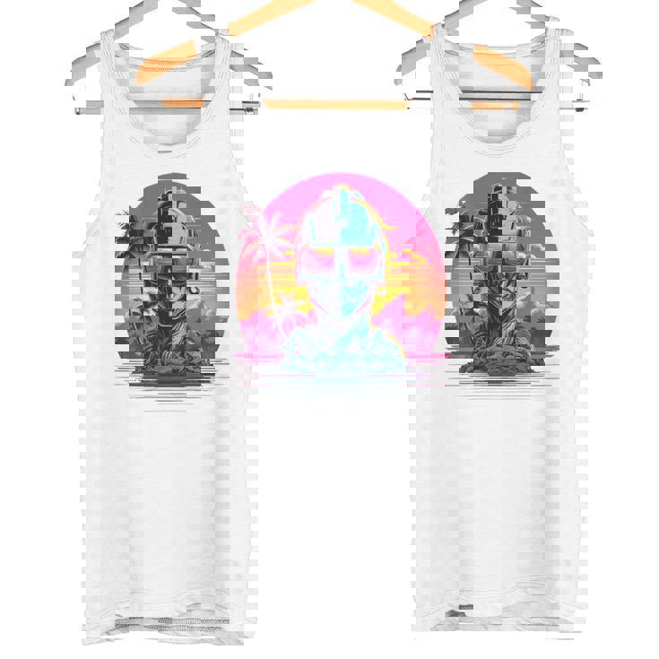 バックプリント 未来派 レトロ ヴェイパーウェーブ サイバーパンク 彫刻 タンクトップ