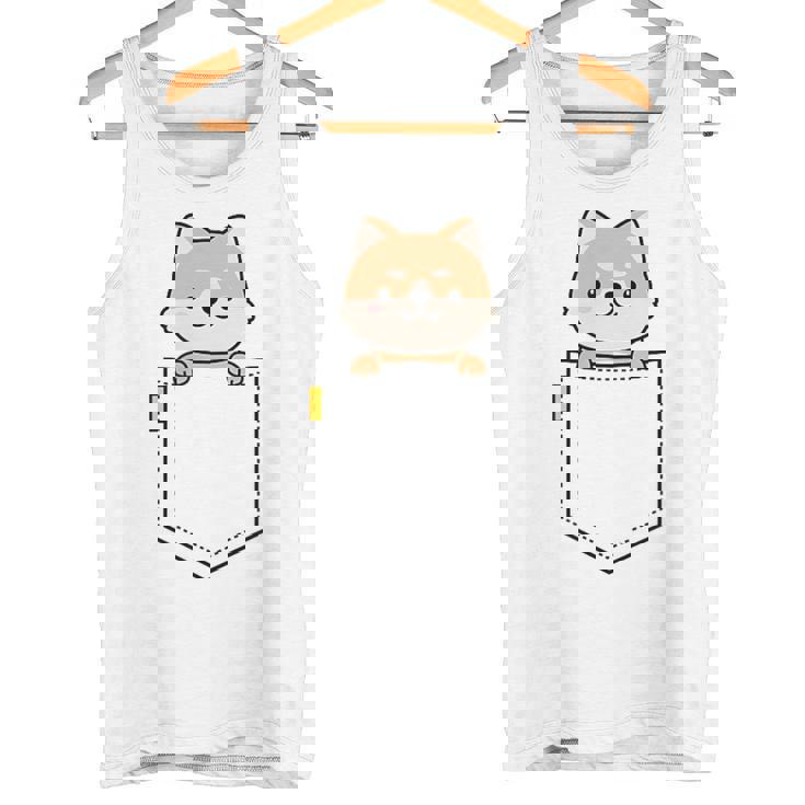 柴犬 しばいぬ 子柴 柴犬子犬 ワンポイント ポケット デザイン かわいい おもしろ 可愛い 犬飼い 犬好き タンクトップ