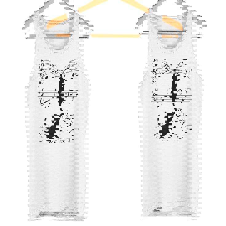 楽譜で遊ぶ面白い猫 タンクトップ