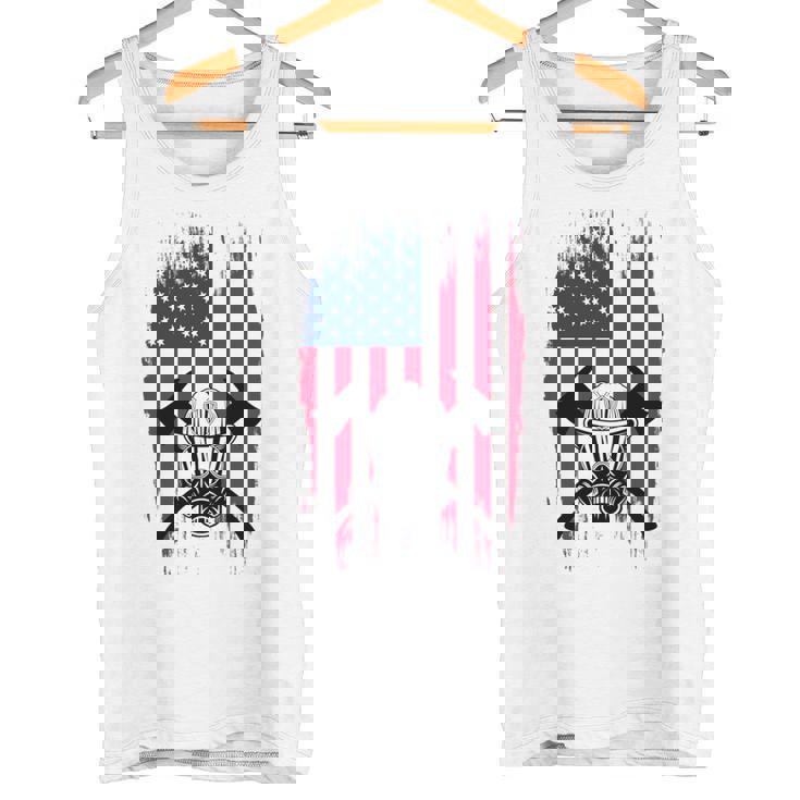 消防士 アメリカ国旗 7月4日 男性 お父さん 消防士 長袖tシャツ タンクトップ