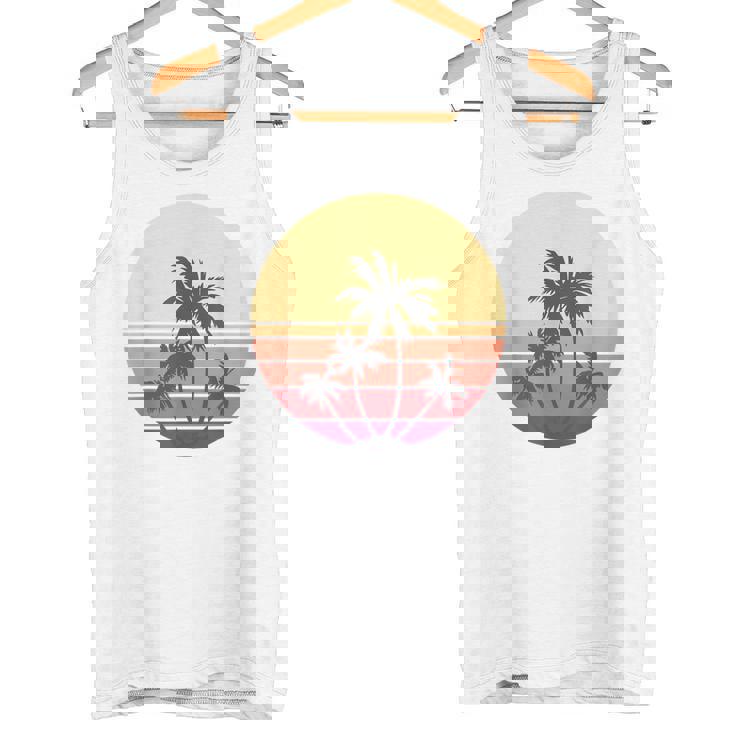 涼しい 夏休み メンズ レディース サンセット ビーチ ヤシの木 タンクトップ