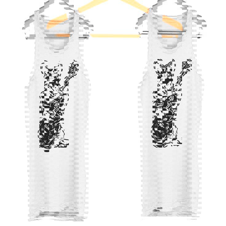 犬 ギタリスト ギター ペンブローク ウェールズ コーギー パパ ママ タンクトップ