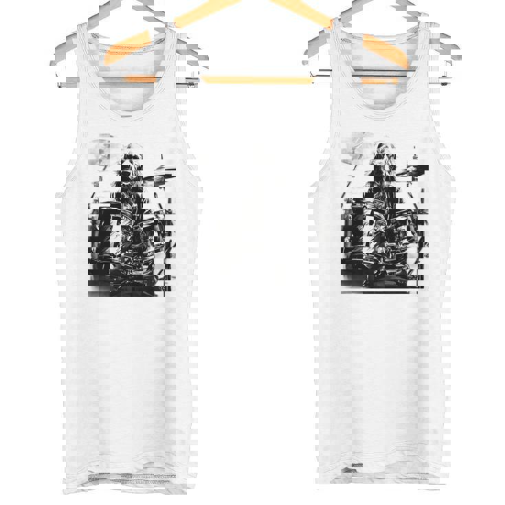 犬がドラムを叩く 長袖tシャツ タンクトップ