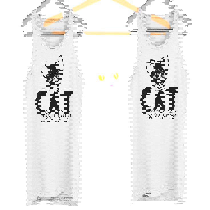 猫 子猫 ハチワレ モノトーン 白 黒 かわいい ユニーク タンクトップ