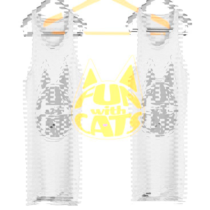 猫と一緒に楽しい！ バックプリント かわいい ねこ好き おもしろ タンクトップ