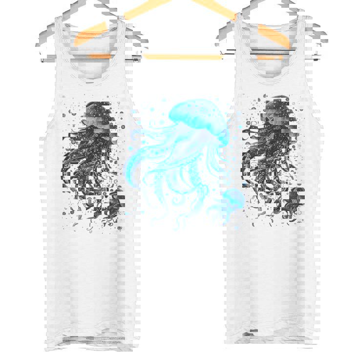 生物発光と水中世界クラゲ タンクトップ